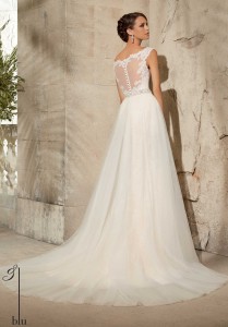 Wedding Dress with Train and Sheer Back