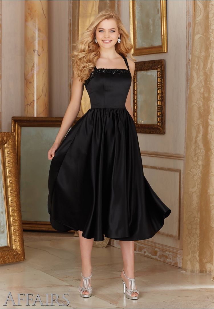 Bridesmaid dresses by Mori Lee style 31081 short satin dress